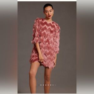 Anthropologie Hutch Fringed Cheveron Dress